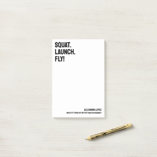 PLATZ. STARTEN. FLIEGEN! Eigene Inspiration Person Post-it Klebezettel (Auf Schreibtisch)