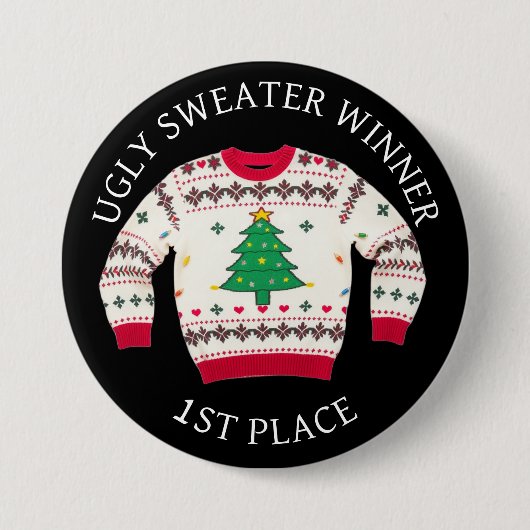 Platz Ugly Sweater Gewinner | Weihnachten Button (Vorderseite)