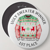 Platz Ugly Sweater Gewinner | Weihnachten Button (Vorne & Hinten)