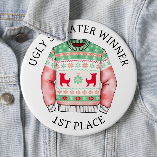 Platz Ugly Sweater Gewinner | Weihnachten Button (Beispiel)