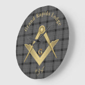 Platz und Kompass Kariert Große Wanduhr (Winkel)