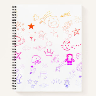 Platz und Planets Doodle Personalisiertes Notebook Notizblock