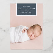 Platz weg | Silver Foil Birth Ankündigung (Vorderseite)