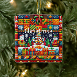 Platz Weihnachten 2024 Kente Muster Ornament