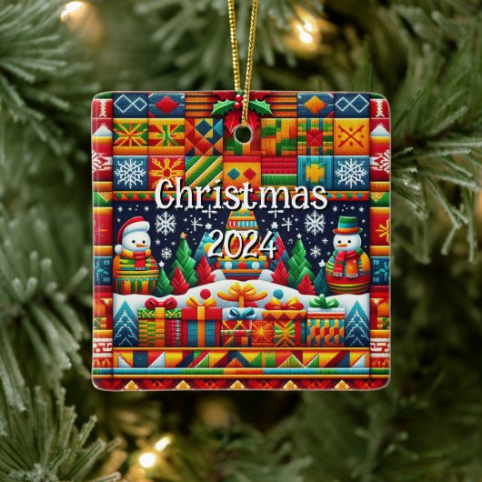 Platz Weihnachten 2024 Kente Muster Ornament (Baum)