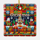 Platz Weihnachten 2024 Kente Muster Ornament (Vorderseite)