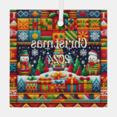 Platz Weihnachten 2024 Kente Muster Ornament Aus Glas (Rückseite)
