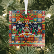 Platz Weihnachten 2024 Kente Muster Ornament