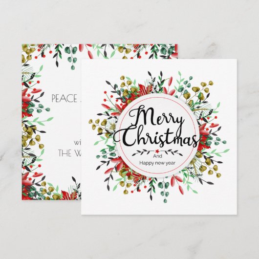 Platz Weihnachtskarte Blume Wreath (Vorne/Hinten)