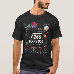 Platz Wurzel von 256 16. Geburtstag 16 Jahre alte T-Shirt