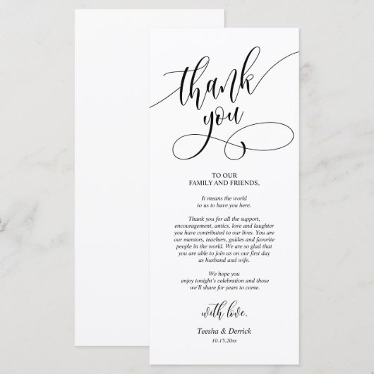 Platz zum Abendessen dank Kalligraphie Karten (Vorne/Hinten)