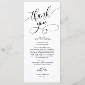 Platz zum Abendessen dank Kalligraphie Karten (Vorderseite)