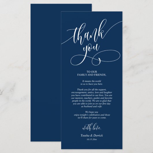 Platz zum Abendessen dank Kalligraphie Karten (Vorne/Hinten)