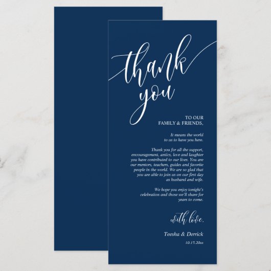 Platz zum Abendessen dank Kalligraphie Karten (Vorne/Hinten)