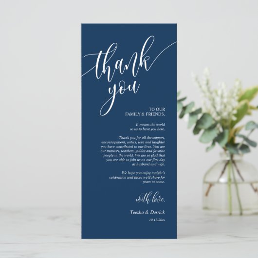 Platz zum Abendessen dank Kalligraphie Karten (Stehend Vorderseite)