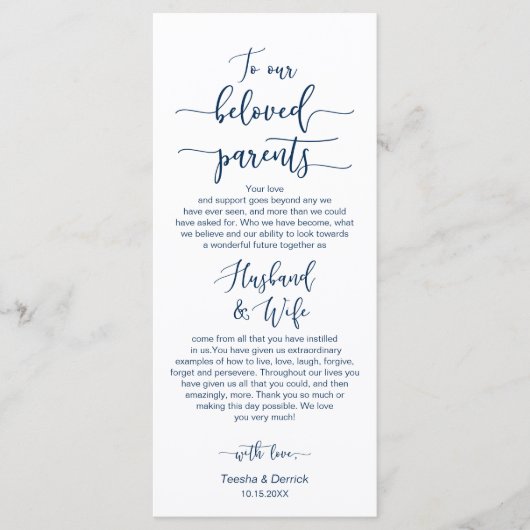 Platz zum Abendessen, danke, navy Blue, Card Programm (Vorderseite)