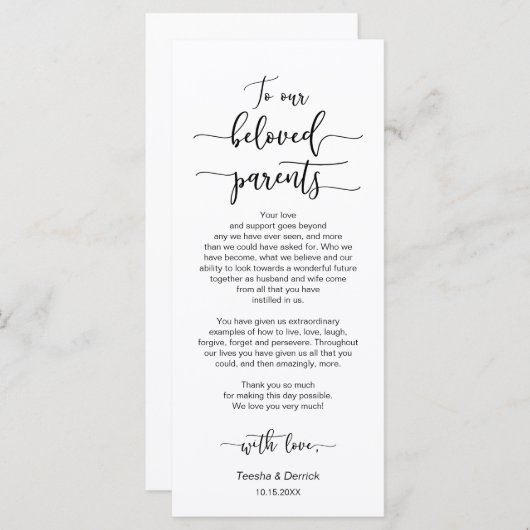 Platz zum Abendessen, Schwarzer Schriftart, danke  Programm (Vorne/Hinten)