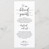 Platz zum Abendessen, Schwarzer Schriftart, danke  Programm (Vorderseite)