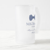 Platzanweiser blaue Fliege Mattglas Bierglas (VorderseiteRechts)
