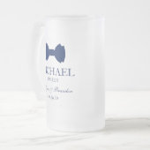 Platzanweiser blaue Fliege Mattglas Bierglas (Vorderseite Links)