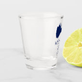 Platzanweiser Blaue Fliege Schnapsglas (Links)