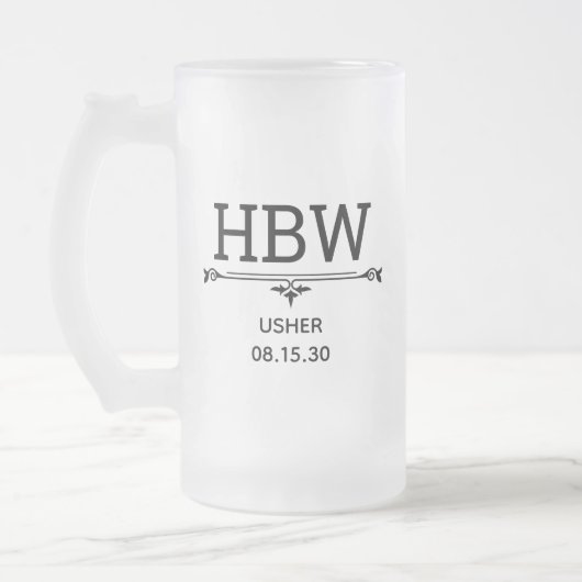 Platzanweiser Initialen Mattglas Bierglas (Links)