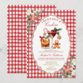 Plätzchen & Cocktails Cozy Rustic Rot Gingham Einladung (Vorne/Hinten)