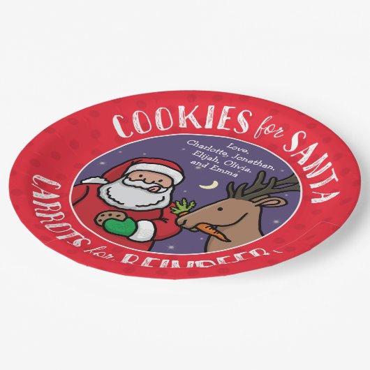 Plätzchen für Sankt, Karotten-Ren, personalisiert Pappteller (Schrägansicht)