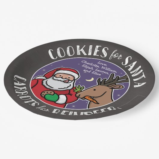 Plätzchen für Sankt, Karotten Ren, Tafel Pappteller (Schrägansicht)