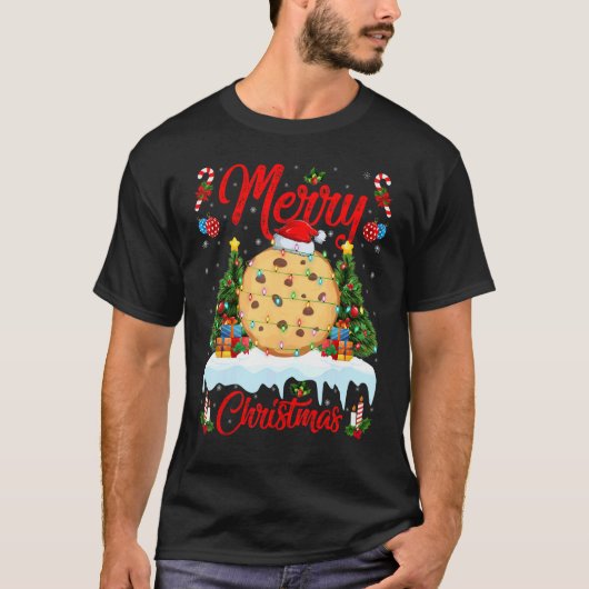 Plätzchen-Lichter Weihnachtsbaum Santa Plätzchen W T-Shirt (Vorderseite)