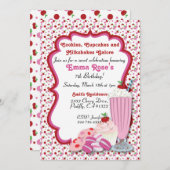 Plätzchen, Milchshake u. Kuchen-Einladung 2 Einladung (Vorne/Hinten)