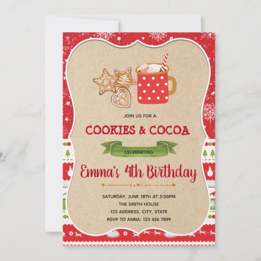 Plätzchen und Kakao-Party Einladung (Vorderseite)