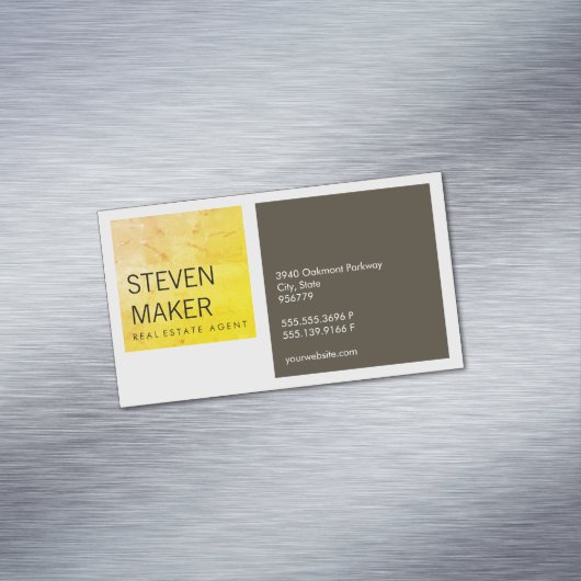 Plätze einfach / grungelb / braun magnetische visitenkarte (Beispiel)