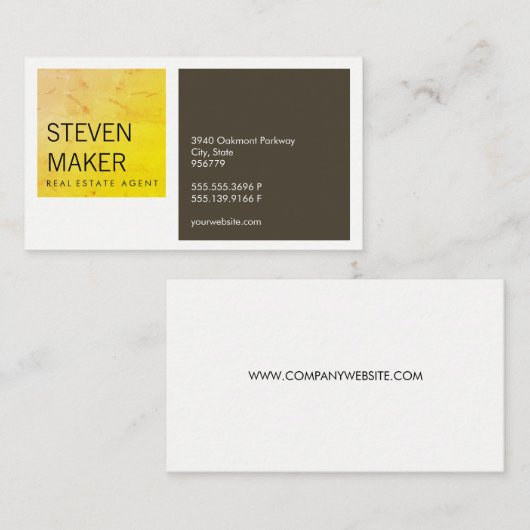 Plätze einfach / grungelb / braun visitenkarte (Vorne/Hinten)