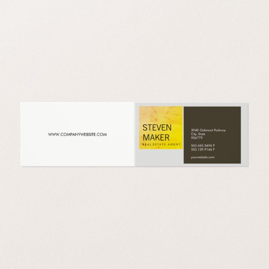 Plätze einfach / grungelb / braun visitenkarten (Außenseite Aufgefaltet)