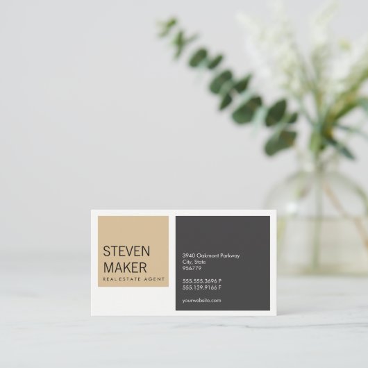Plätze einfach / Tan / Grau Visitenkarte (Stehend Vorderseite)