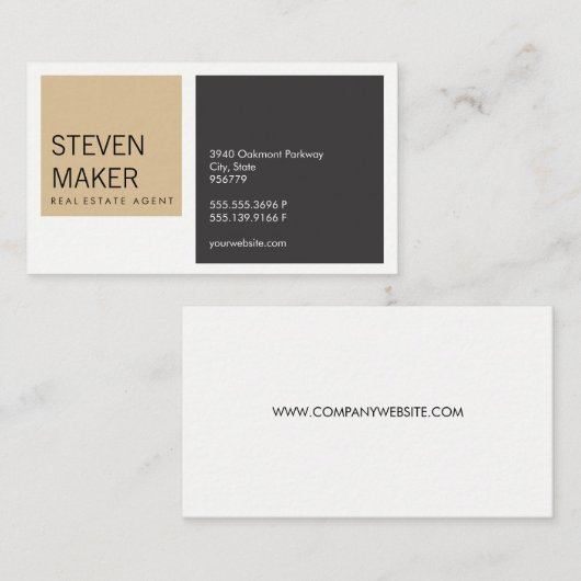 Plätze einfach / Tan / Grau Visitenkarte (Vorne/Hinten)