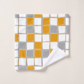 Plätze, grau, weiß, Senfgelb, modern Badhandtuch Set (Waschlappen)