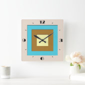 Plätze in der Mitte des Jahrhunderts - taupe & tür Quadratische Wanduhr (Zuhause)