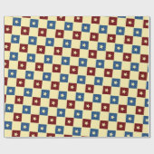 Plätze & Sterne Beige blaues Minimales Muster Geschenkpapier (Flach)