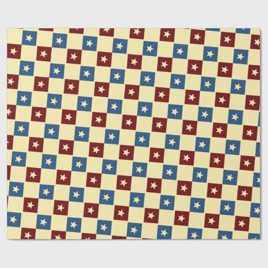 Plätze & Sterne Beige blaues Minimales Muster Geschenkpapier (Flach)