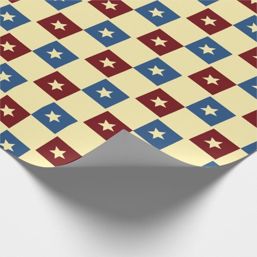 Plätze & Sterne Beige blaues Minimales Muster Geschenkpapier (Ecke)