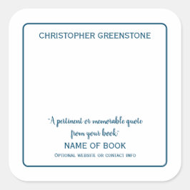 Platzhalter Unterschrift Blue Buchzeichen Quadratischer Aufkleber