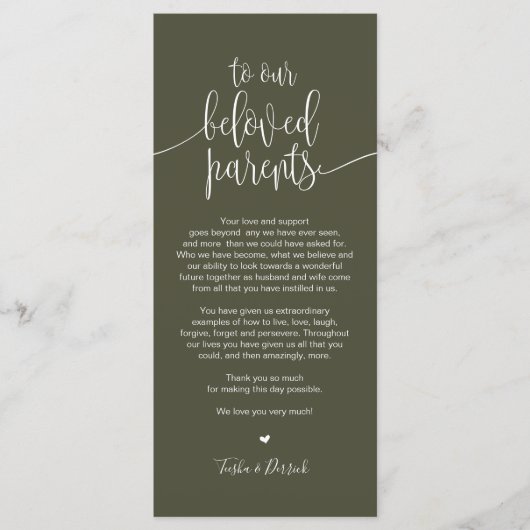 Platzieren Sie Dankeschön-Karte für geliebte Elter Programm (Vorderseite)