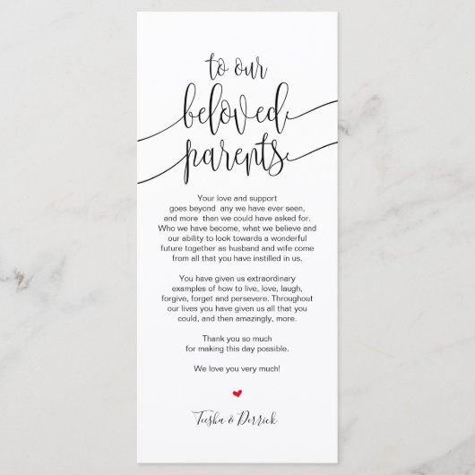 Platzieren Sie Dankeschön-Karte für geliebte Elter Programm (Vorderseite)