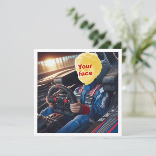 Platzieren Sie mein Gesicht in das Bild, Formel 1 Karte (Stehend Vorderseite)