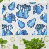 Platzierte Birnen-Printwerbung in Indigoblau und W Geschirrtuch (Gefaltet)