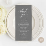 Platzierung Danke, elegante dunkelgraue Karte<br><div class="desc">Die perfekte Touch für Ihren Hochzeitsempfang - unsere elegante Hochzeitskarte mit dem Kartentitel "Let's Celebrate"! Diese Karten sind so konzipiert, dass Sie jeden Gast an Ihrem besonderen Tag herzlich willkommen heißen. Sie sind der ideale Weg, um Ihren Tischen eine persönliche Touch hinzuzufügen. Diese Orts-Einstellungskarten sind einfach zu bedienen - einfach...</div>