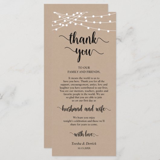 Platzierung Danke, Kraft String Lights Cards Programm (Vorne/Hinten)