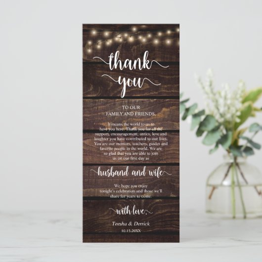Platzierung Danke, Rustic String lights Card Programm (Stehend Vorderseite)